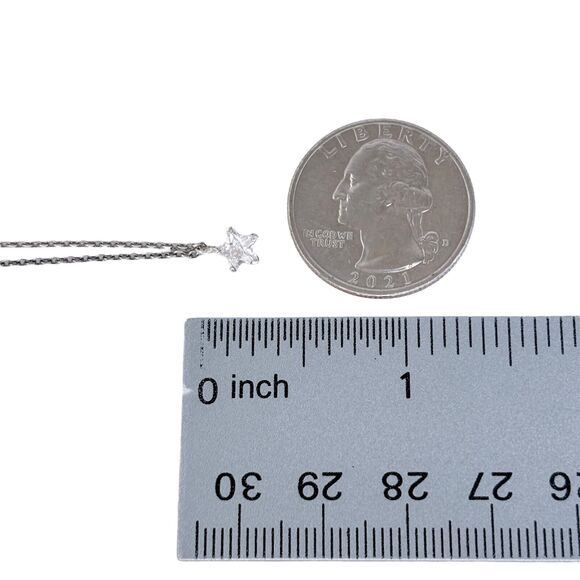 Vintage Sterling Silver 925 0.7mm Cubic Zirconia Star Necklace 16.5" - Picture 2 of 4